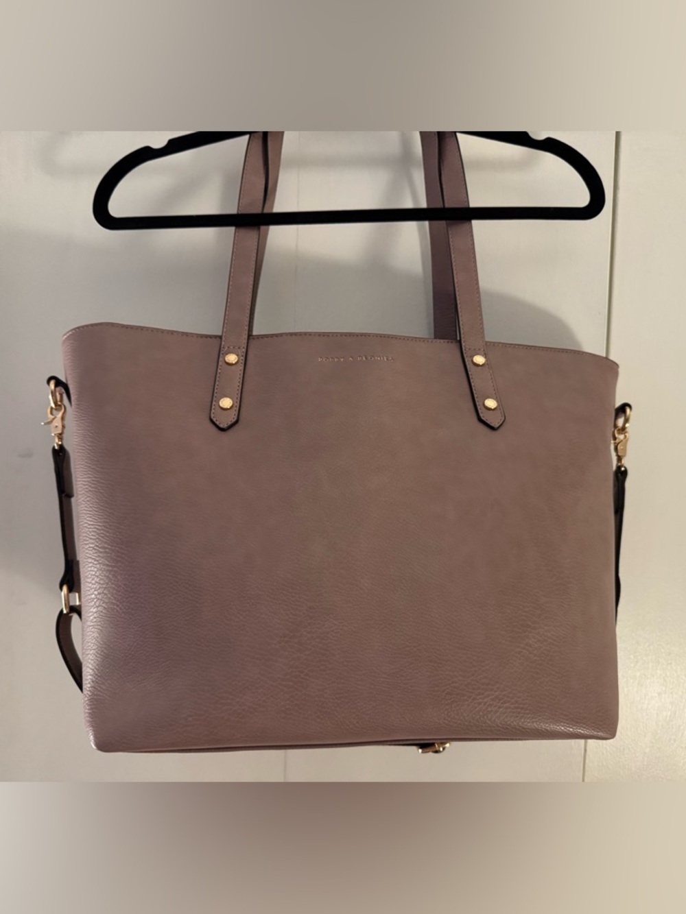 Poppy & Peonies Mauve-Taupe Vegan Leather Tote with Gold Studs